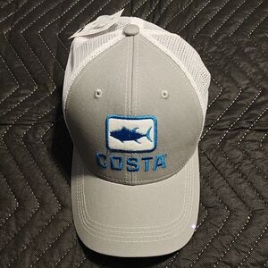Costa White and Blue Fish Emblem Hat BRAND NEW WITH TAG